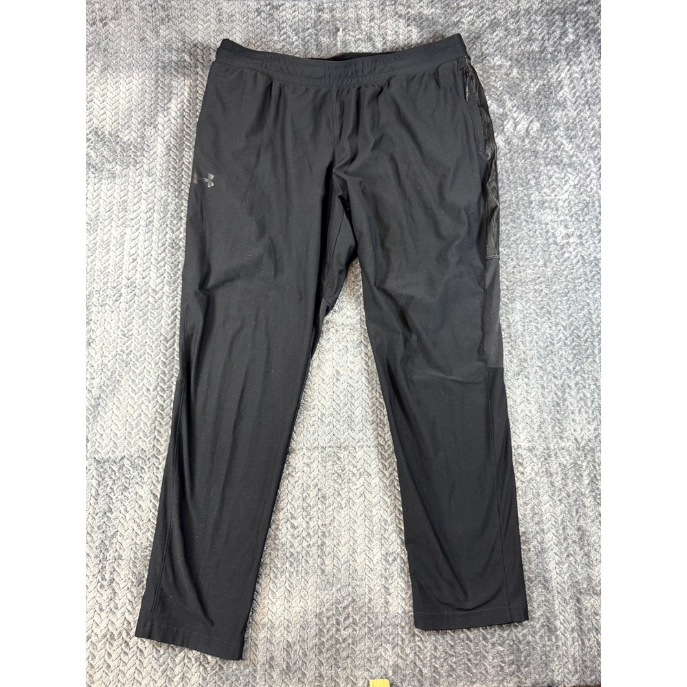 Under Armour Training Pants Mens 2XL Black Mesh Inset Fitted High Rise Tapered